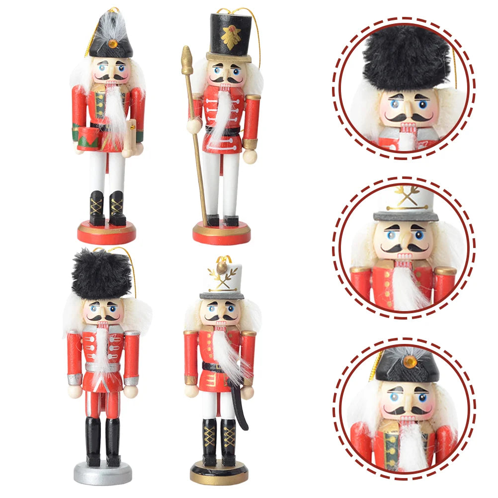 4 Pcs Nutcracker Puppets Nutcrackers Decorations Christmas Xmas Tree Gifts for Stocking Stuffers Hanging Ornaments Pendant