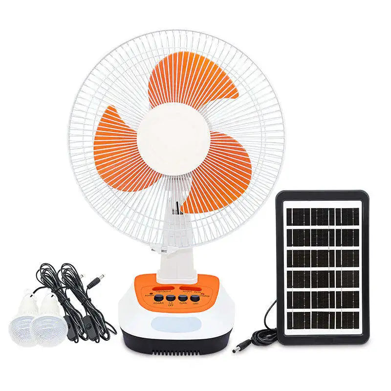 Hot Sale House Outdoor Portable AC DC 12Inch Rechargeable Table Fan With Led Light