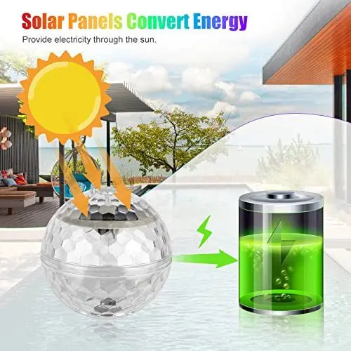 Solar Floating Pool Lights 600mah Battery Energy-Saving 7 Colors Changing Rotating Garden Lamp Floating Light