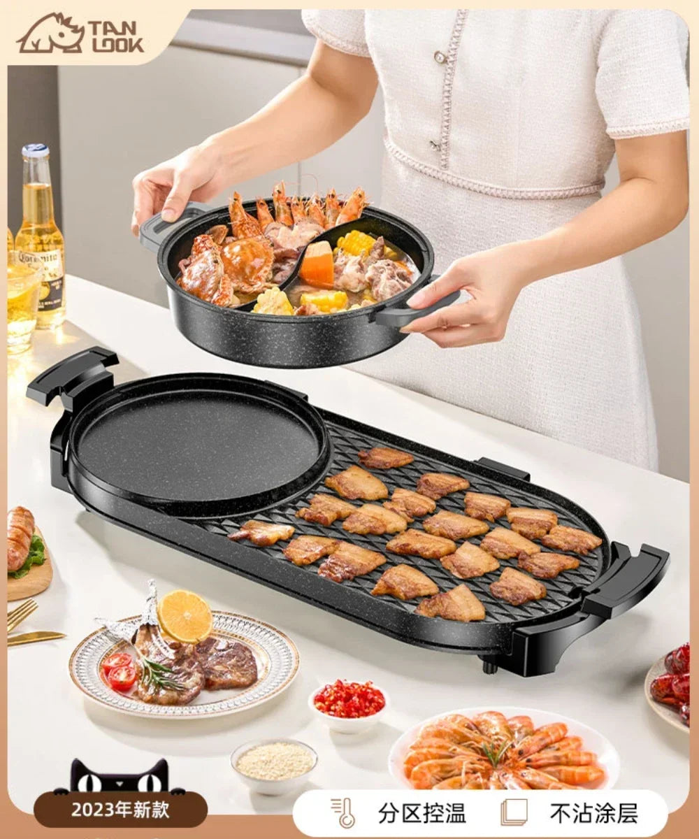 hot pot integrated pot electric grill smokeless electric grill plate barbecue plate shabu yakiniku electric grill 220V