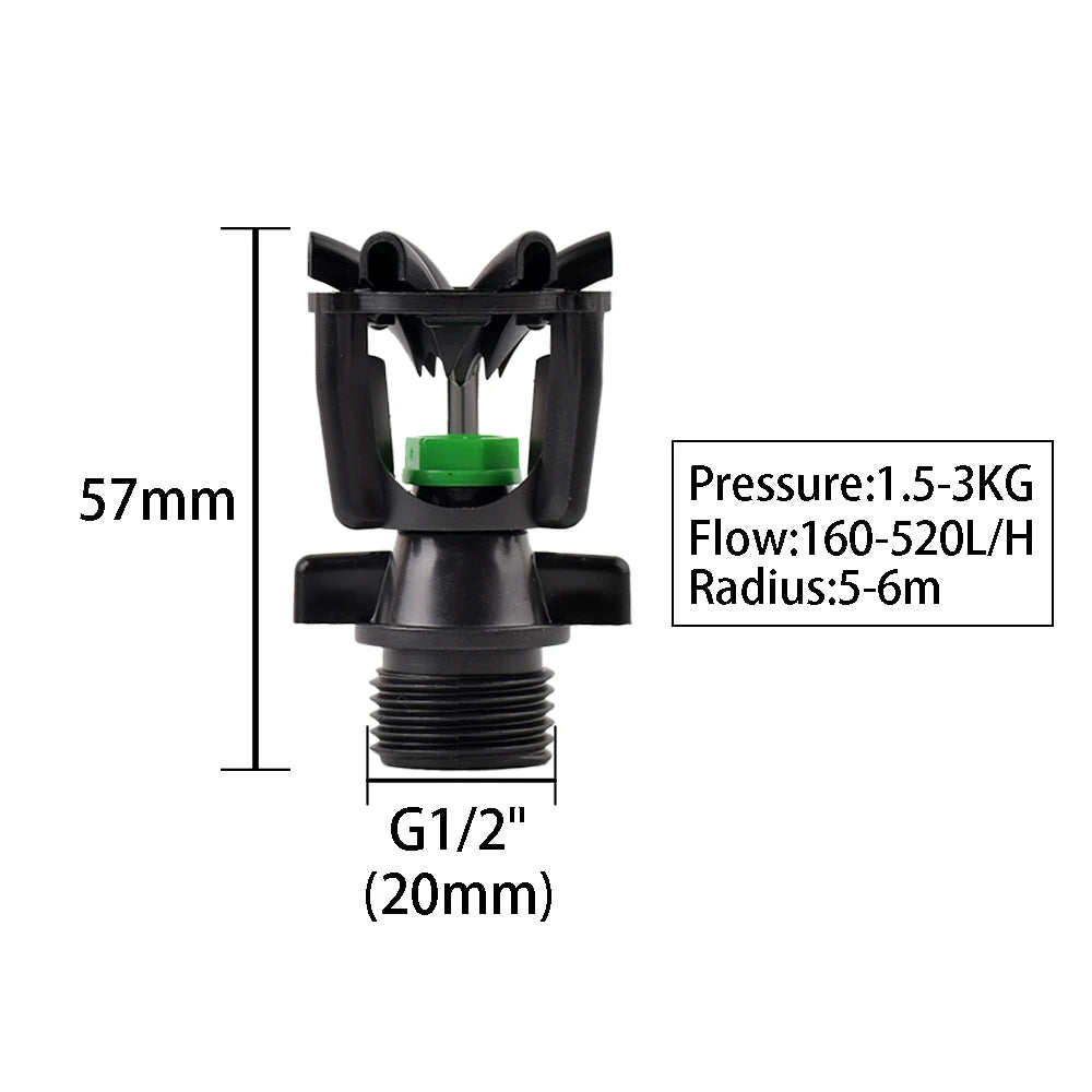 1Pcs Rotating Sprinkler 1/2" 3/4" Male Thread Scattering Nozzle 360 Degree Automatic Garden Lawn Irrigation Sprinklers