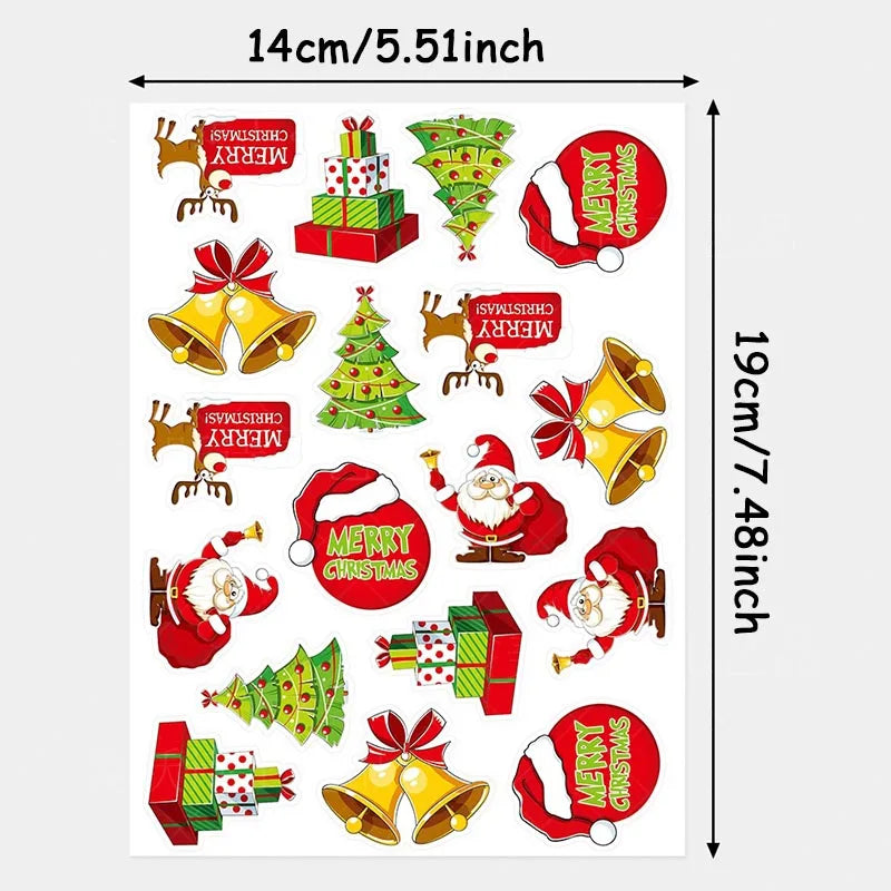 6Pcs Merry Christmas Decoration Stickers For Kid Gift Toy Stickers Tattoos Cartoon Stickers Decorative Items For Family Parties