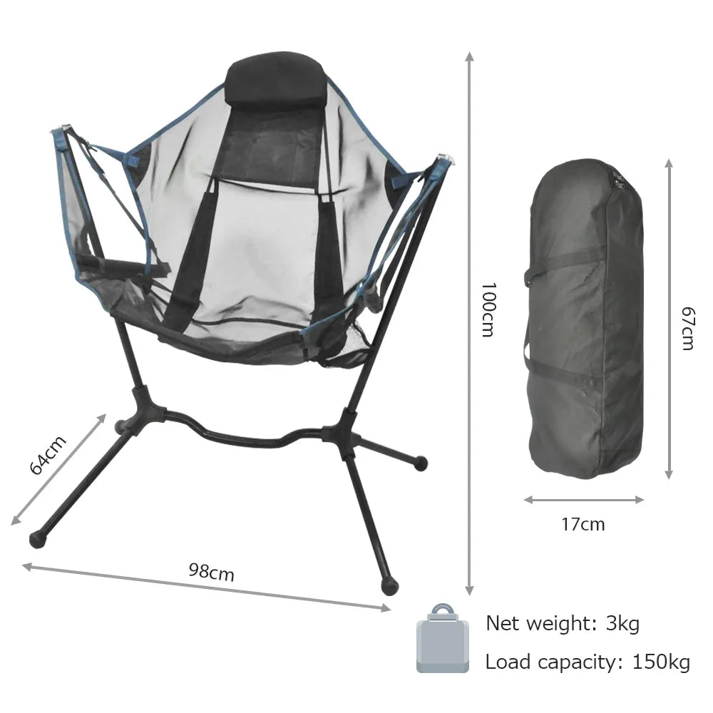 2024 Hotsale Factory Price High Quality Outdoor Swinging Rocking Recliners Folding Camping Chair with Bag