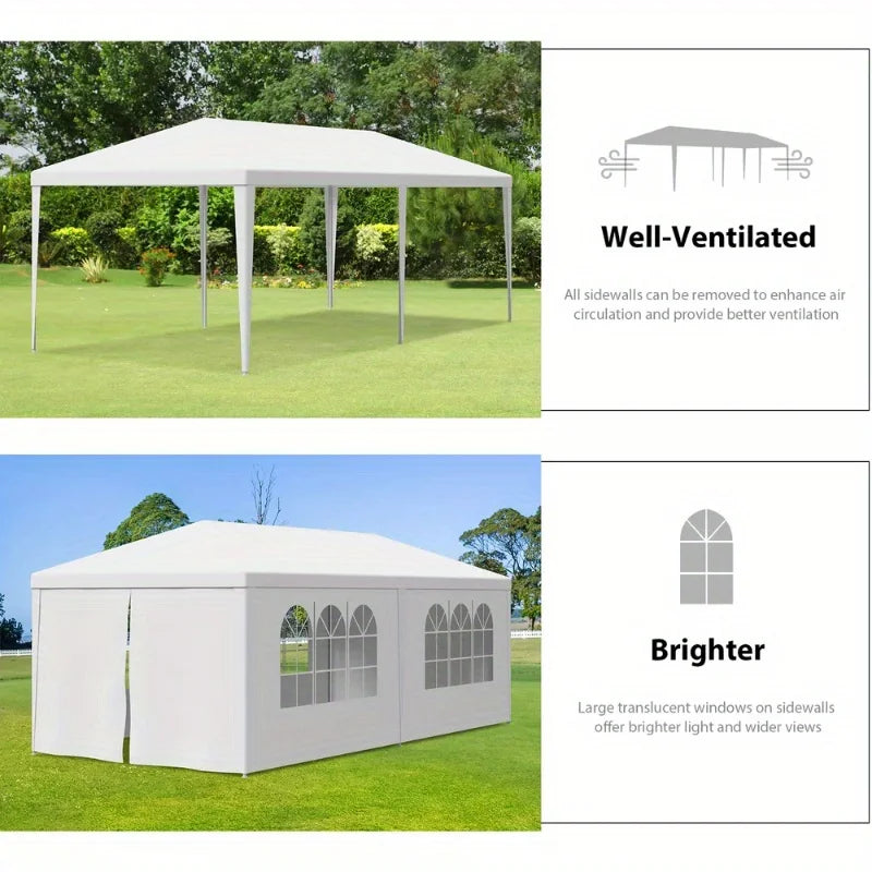 10 x 20' Gazebo Party Tent with 6 Side Walls Wedding Canopy Cater Events Outdoor