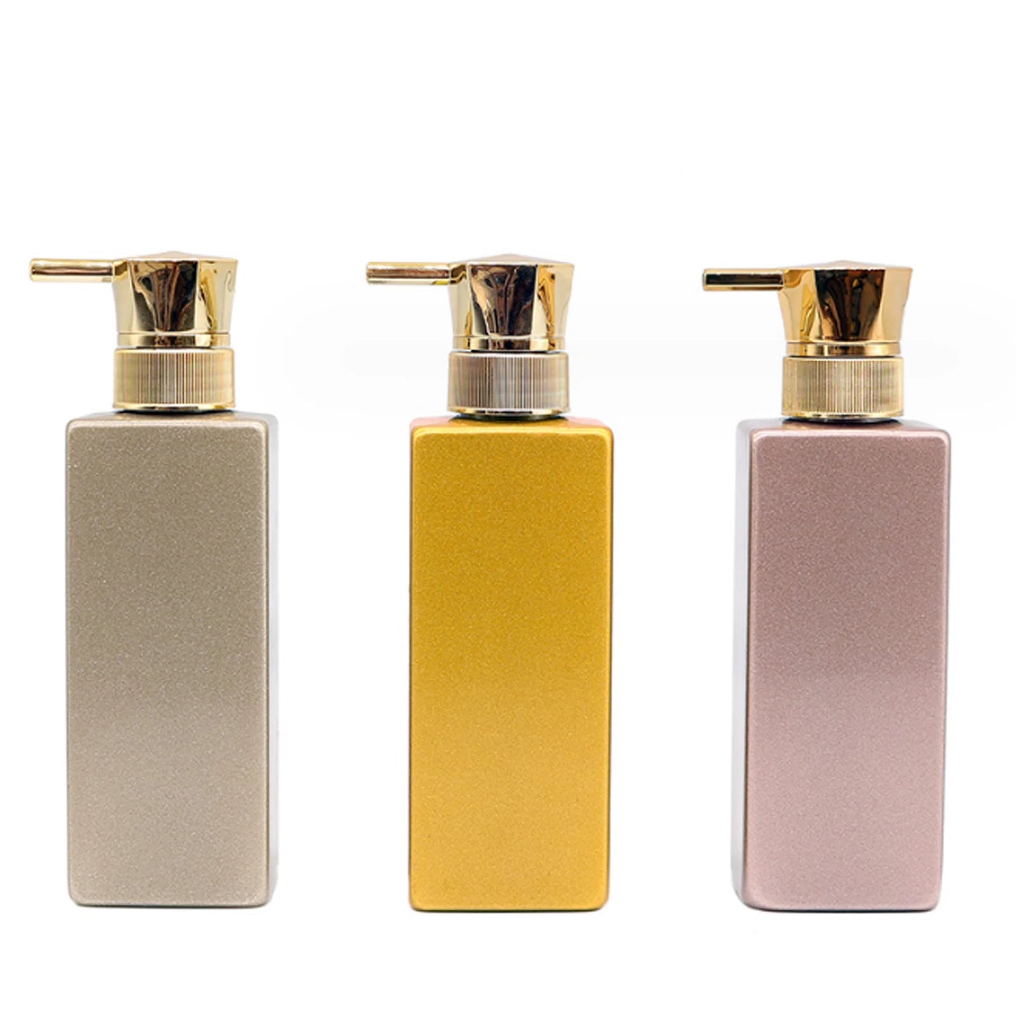 300ml Square Lotion Bottle PET Empty Refillable Soap Dispenser Bottles Press Pump Bottle Gold Shampoo Shower Gel Container