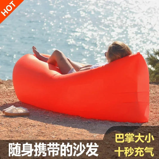 Internet celebrity outdoor lazy inflatable sofa TikTok inflatable bed portable air sleeping bag single folding camping