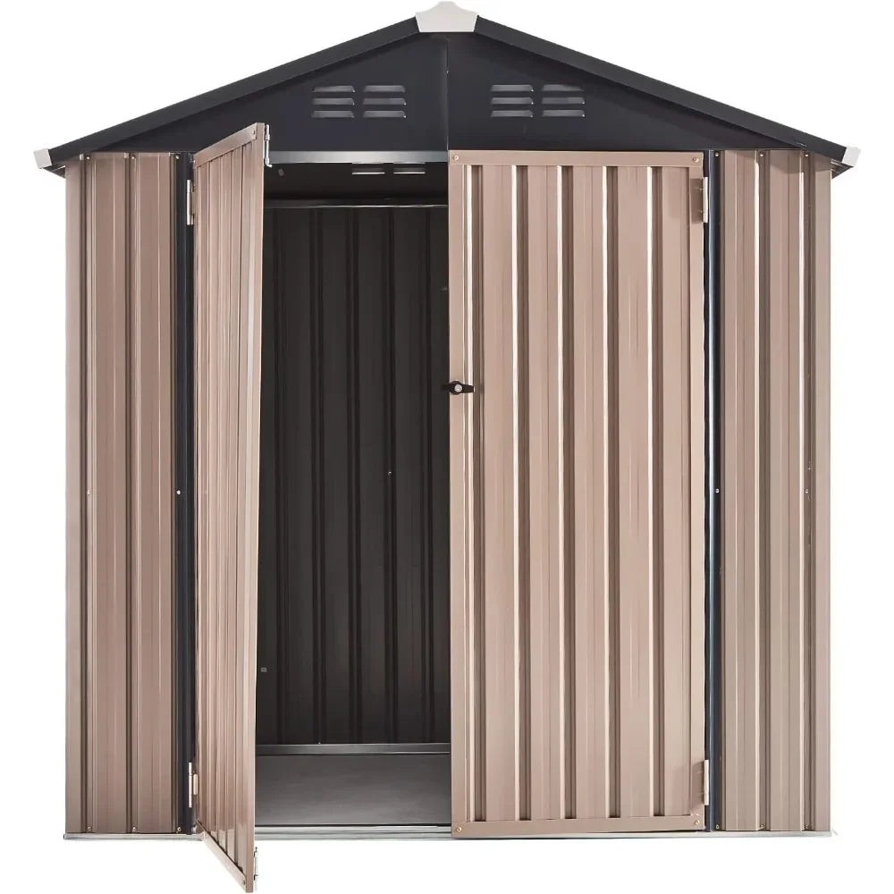 6' x 4' Metal Storage Shed for Outdoor, Outdoor Storage Shed with Design of Lockable Doors, Utility and Tool Storage for Garden