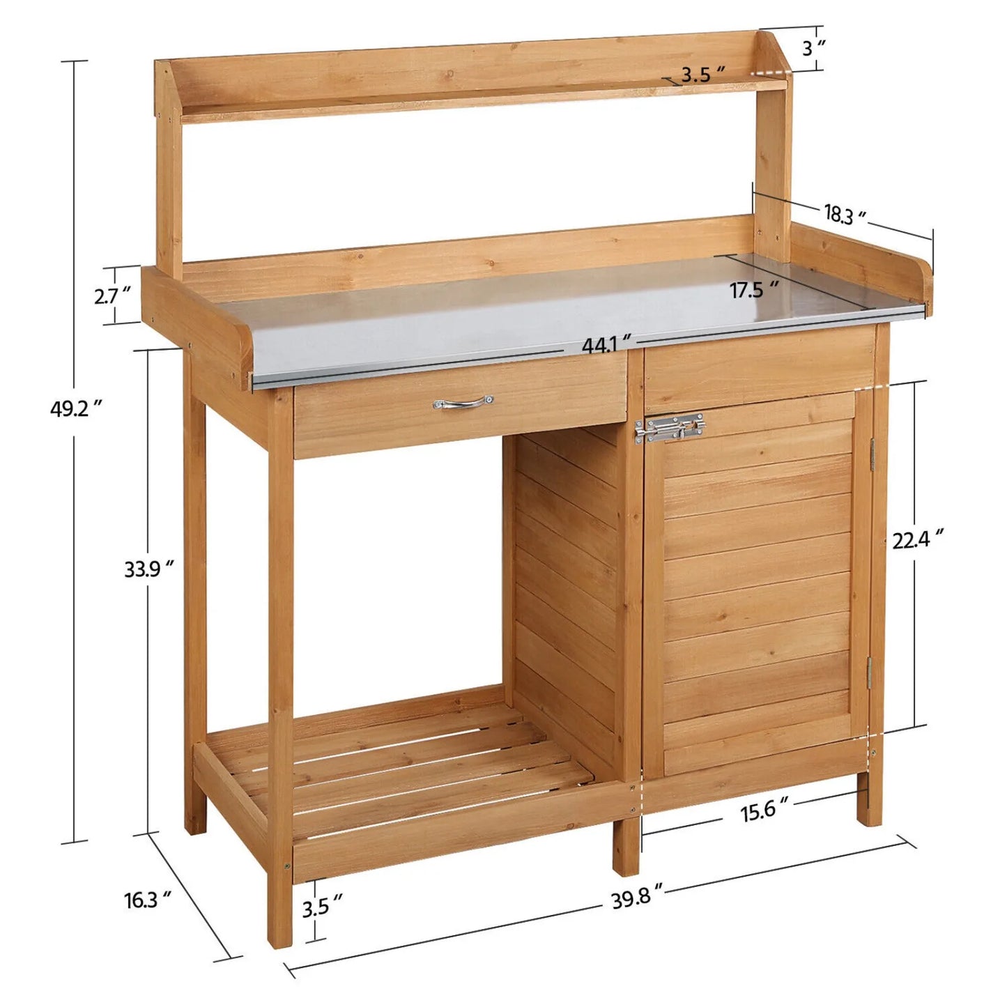 US Garden Potting Bench Table Outdoor Work Bench Workstation Shelves Natural Wood