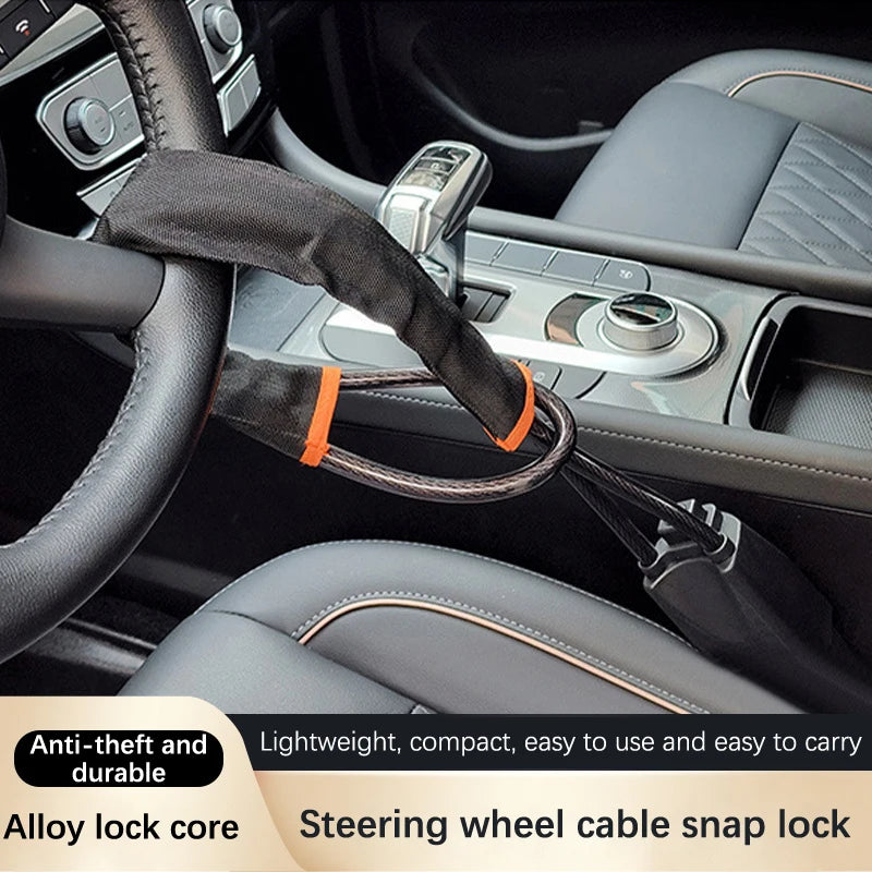 Universal Car Steering Wheel Lock New Universal Security Anti-theft Belt Buckle Lock Rope Lock Car Steel Cable Anti-theft Locks