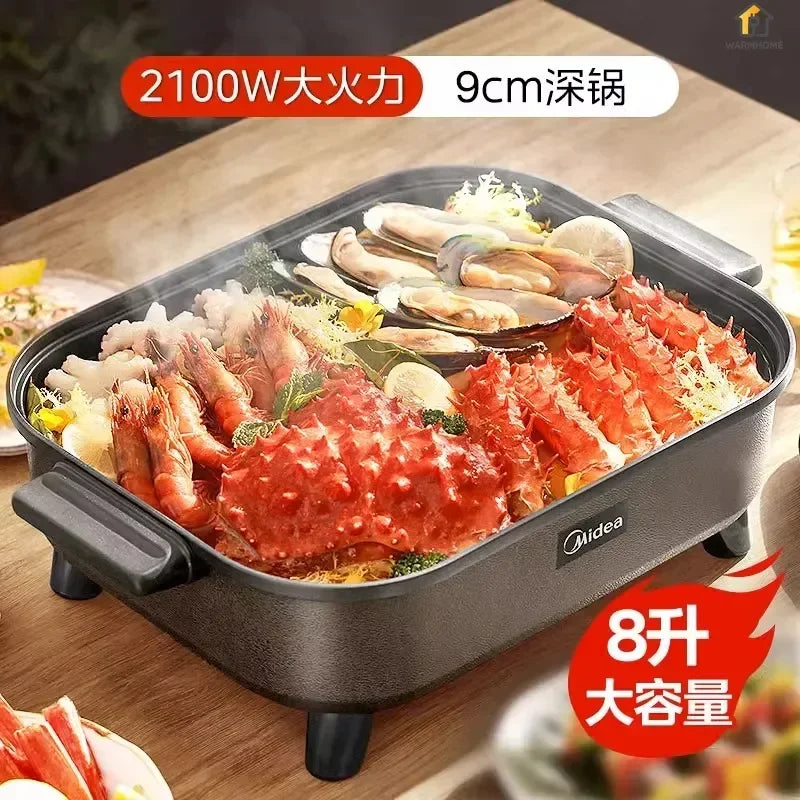 home use kitchen multifunctional Electric hot pot large firepower  integrated barbecue special for boiling and frying