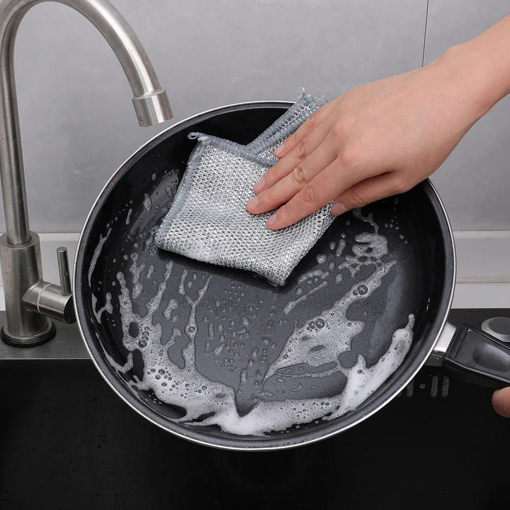 1/20pcs Magic Cleaning Cloth Thickened Double -sided Metal Steel Wire Rags Kitchen Dish Pot Washdishing Cloths Towel Clean Tools