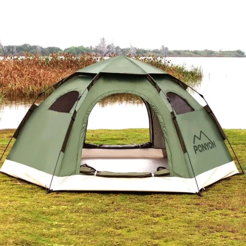 WolFAce Thickened Fully Automatic Tent Outdoor Camping Hexagonal Field 5 People Barbecue Picnic Sunscreen Rainproof Folding 2024