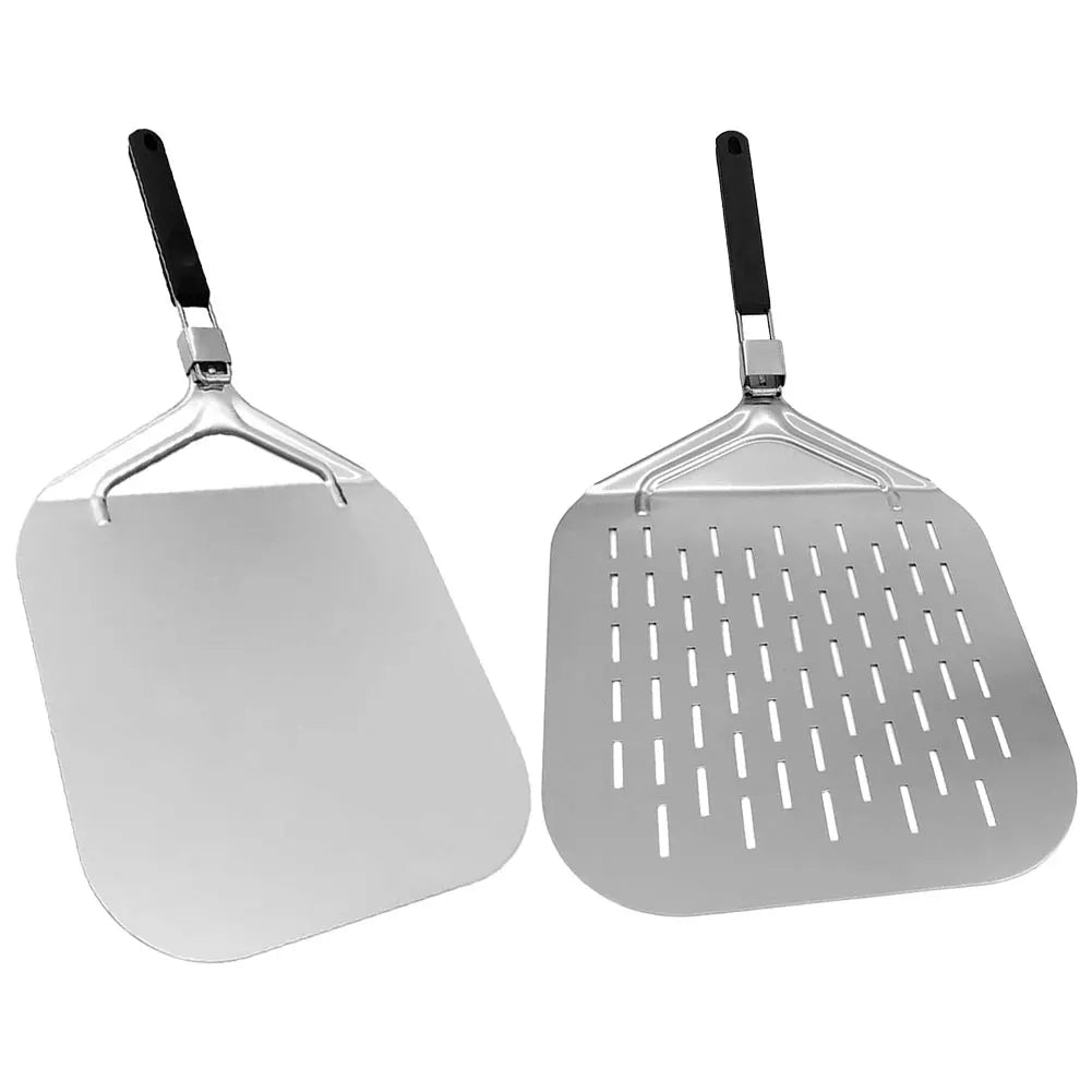 Stainless Steel Perforated Pizza Paddle with Foldable Handle Pizza Lifter Transfer Tool Multi-function Kitchen Utensils