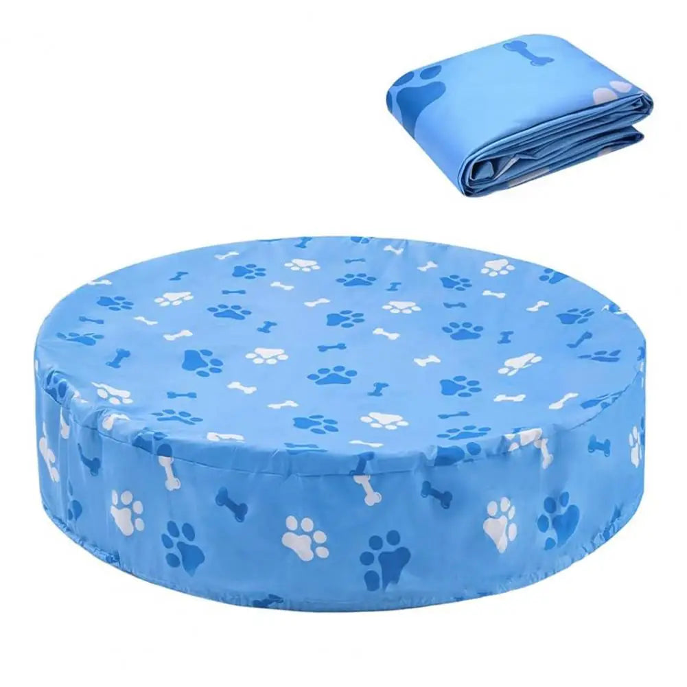 Swimming Pool Protector Foldable Waterproof Swimming Pool Cover with Elastic Edge Cartoon Print Design for Pet Child Safety