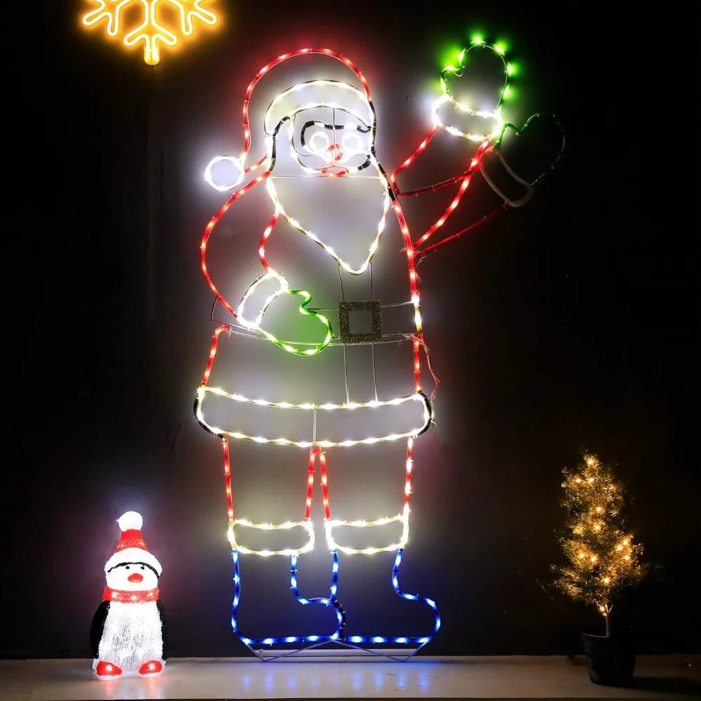 5Ft 273 LED Santa Claus Light with Controller, Colorful Neon Light for Outdoor Indoor Home Garden Christmas Festival Party