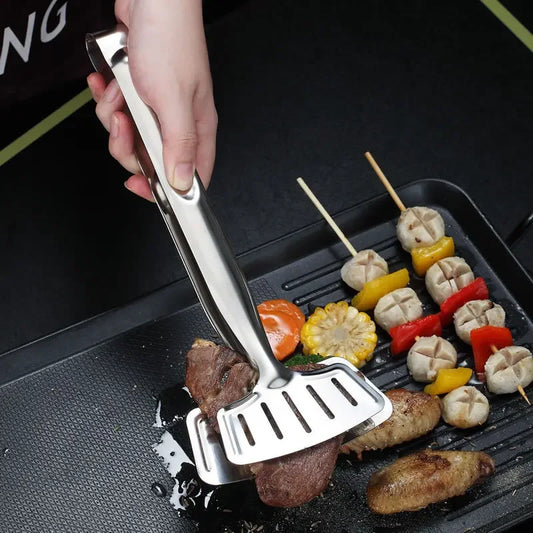 Stainless steel Roast Fish BBQ Tong Bread Meat Clip Kitchen Cooking Tool barbecue grilled Steak Clamp Frying Spatula Fried Shove