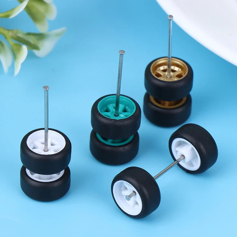 High Quality 6PCS 1:64 Wheels For Hotwheels With Rubber Tire Model Model Car Modified Parts Racing Vehicle Toys New 4Colors