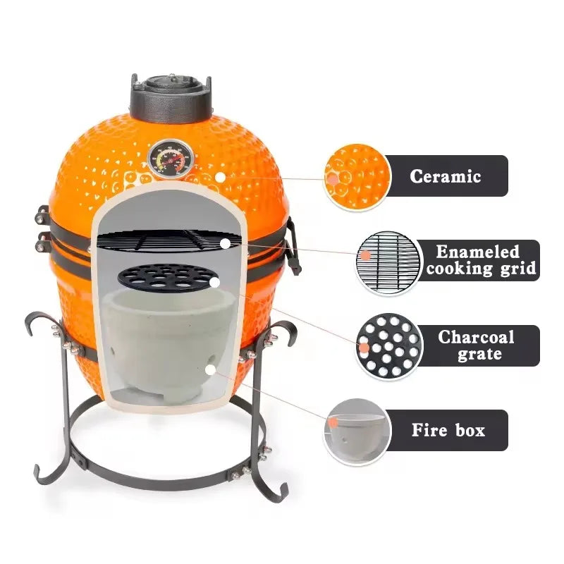 13 inch Portable Charcoal Bbq Grill Outdoor Ceramic