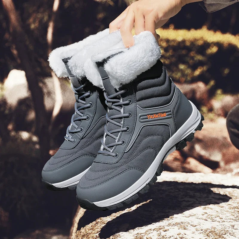 2024 Winter Men Snow Boots Women Sneakers Outdoor Super Warm Hiking Couple Shoe Waterproof  High Top Big Size Unisex Plush Boats