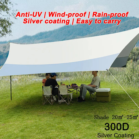 Large Camping Tarp 5.2x4.5m Tent Tarp Waterproof Oxford Outdoor Flysheet Fly Sheet Awning UV-Block Sun Shelter Sunshade Canopy