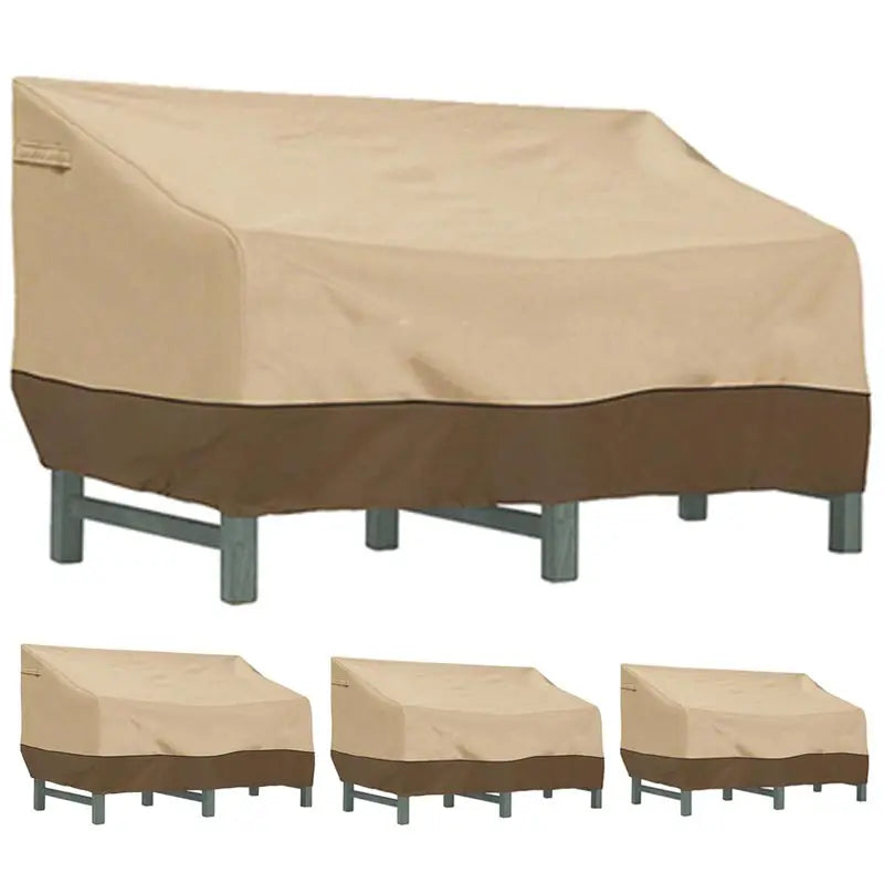 210D Outdoor Waterproof Chair Sofa Cover,Beige Coffee Color Furniture Cover,Garden Park Patio Benchs Table Rain Protector Cover