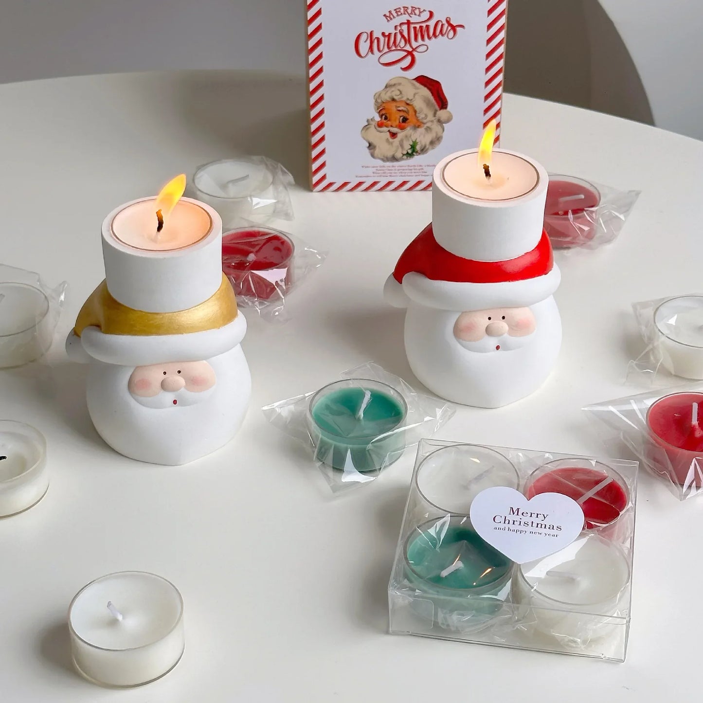 Hot Sale Christmas Decorations Gift Set Aromatherapy Tea Candle Ceramic Soy Wax Scented Candle Set