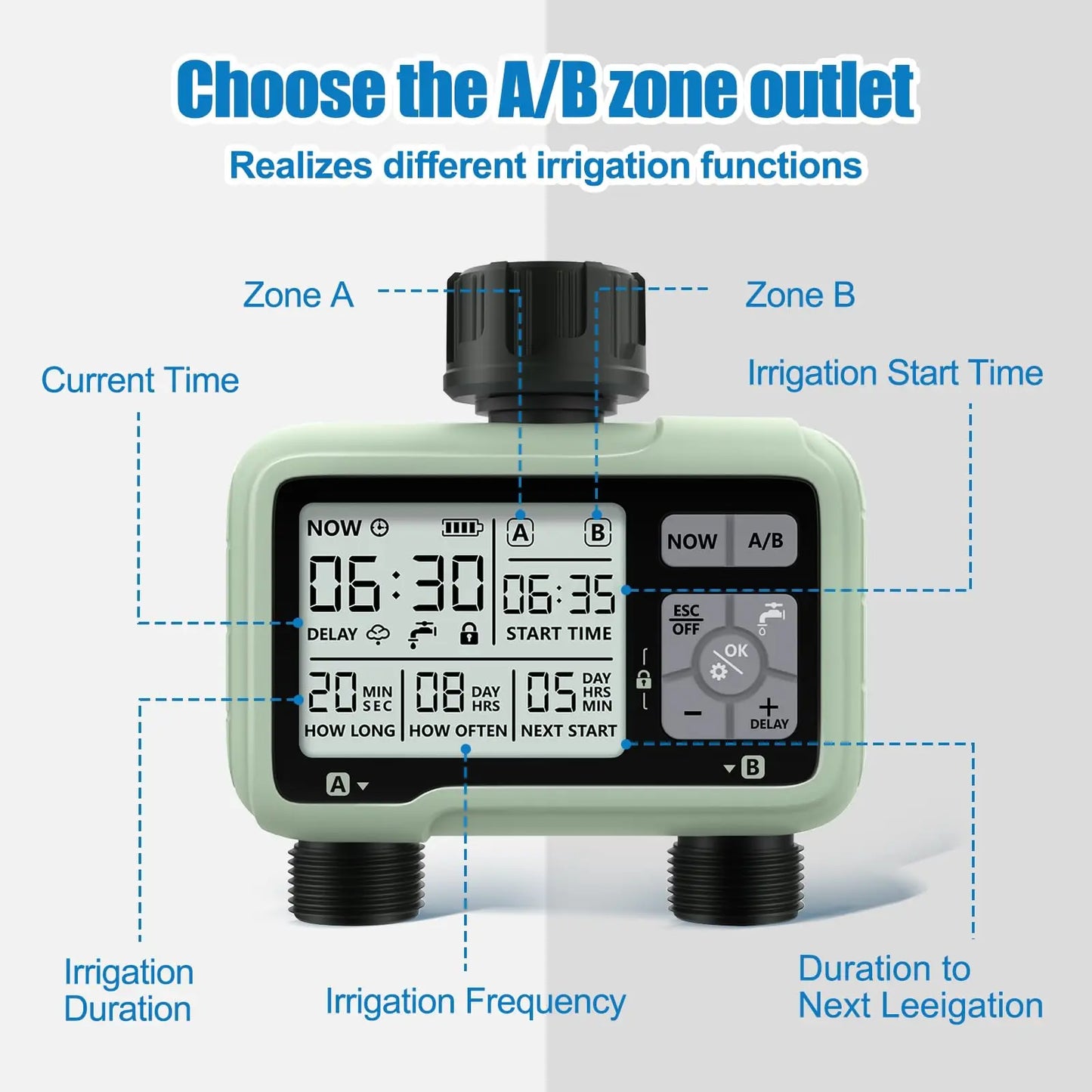 Super Timing System 2-Outlet Water Timer Precisely Watering Up Outdoor Automatic Irrigation Fully Adjustable Program