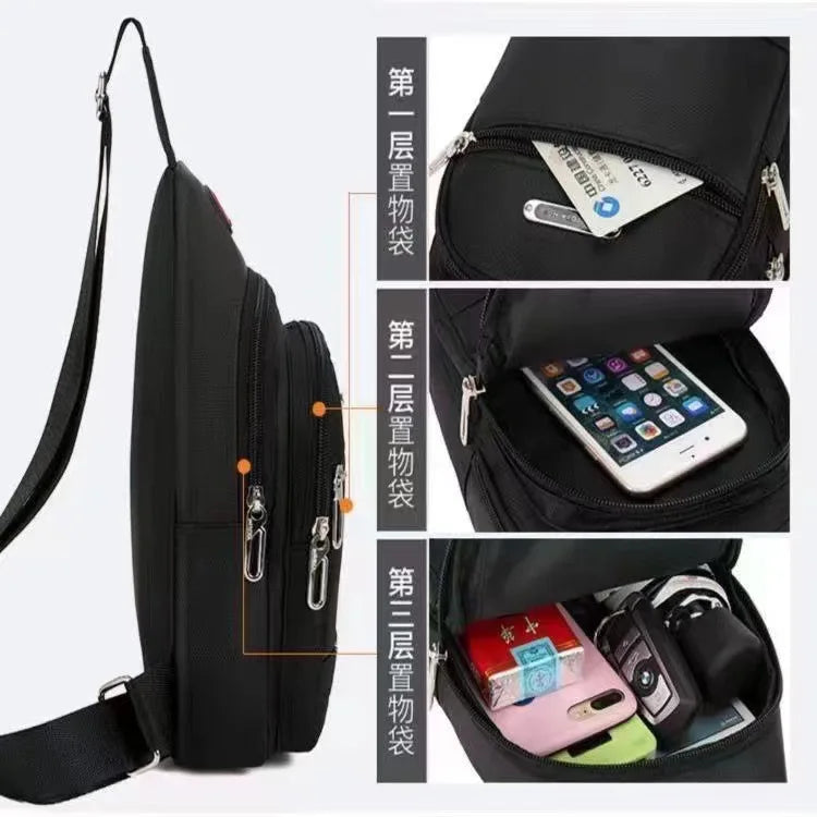 2024 New waterproof and wear-resistant men's trendy chest bag  single shoulder crossbody bag men's chest casual backpack