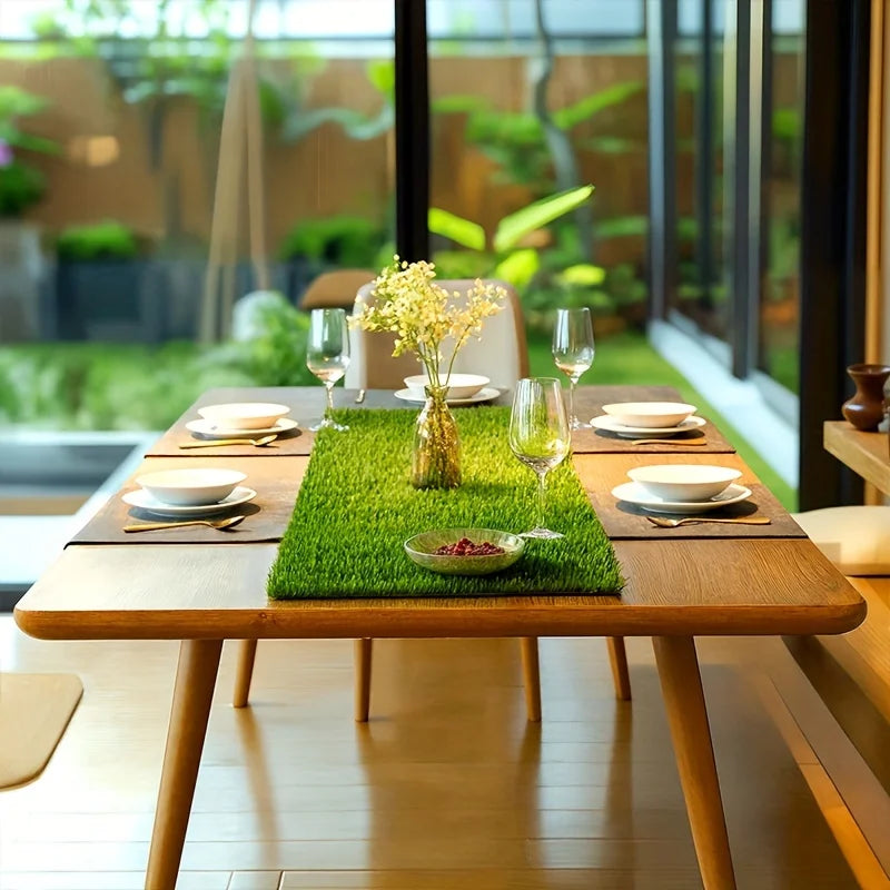 1/2PCS Easy Care Faux Grass Table Runners Perfect for Outdoor Weddings Garden Parties and Luau Themed Events!