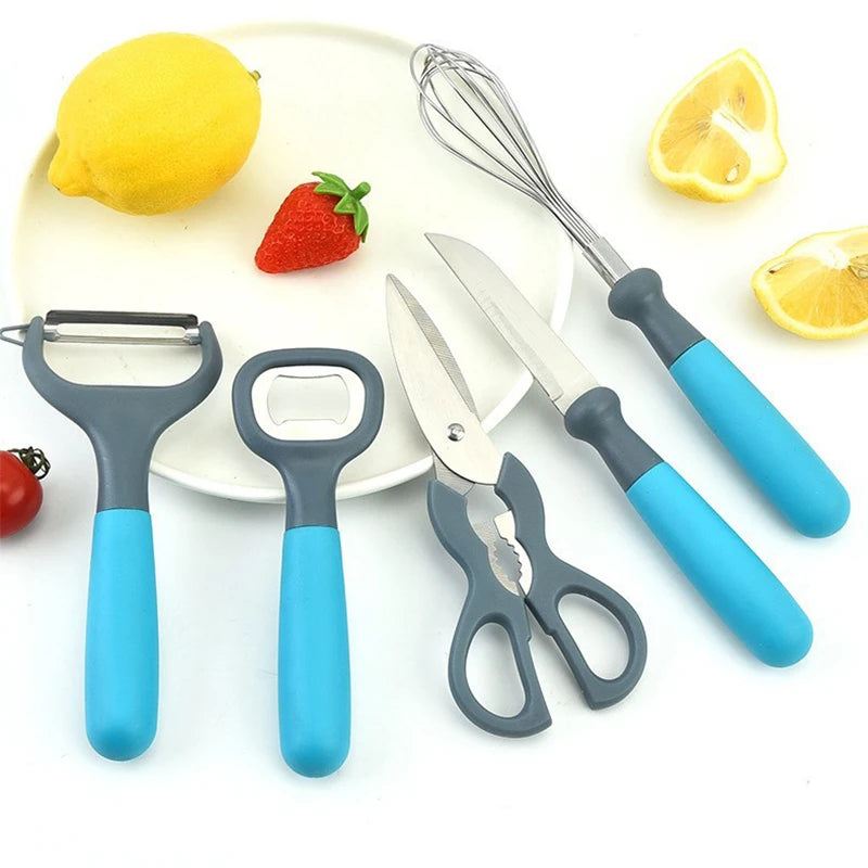 6Pcs/set Kitchen Gadgets Set Stainless Steel Utensils Fruit And Vegetable Peeler Multiple-Function Gadgets Paring Knife Scissor