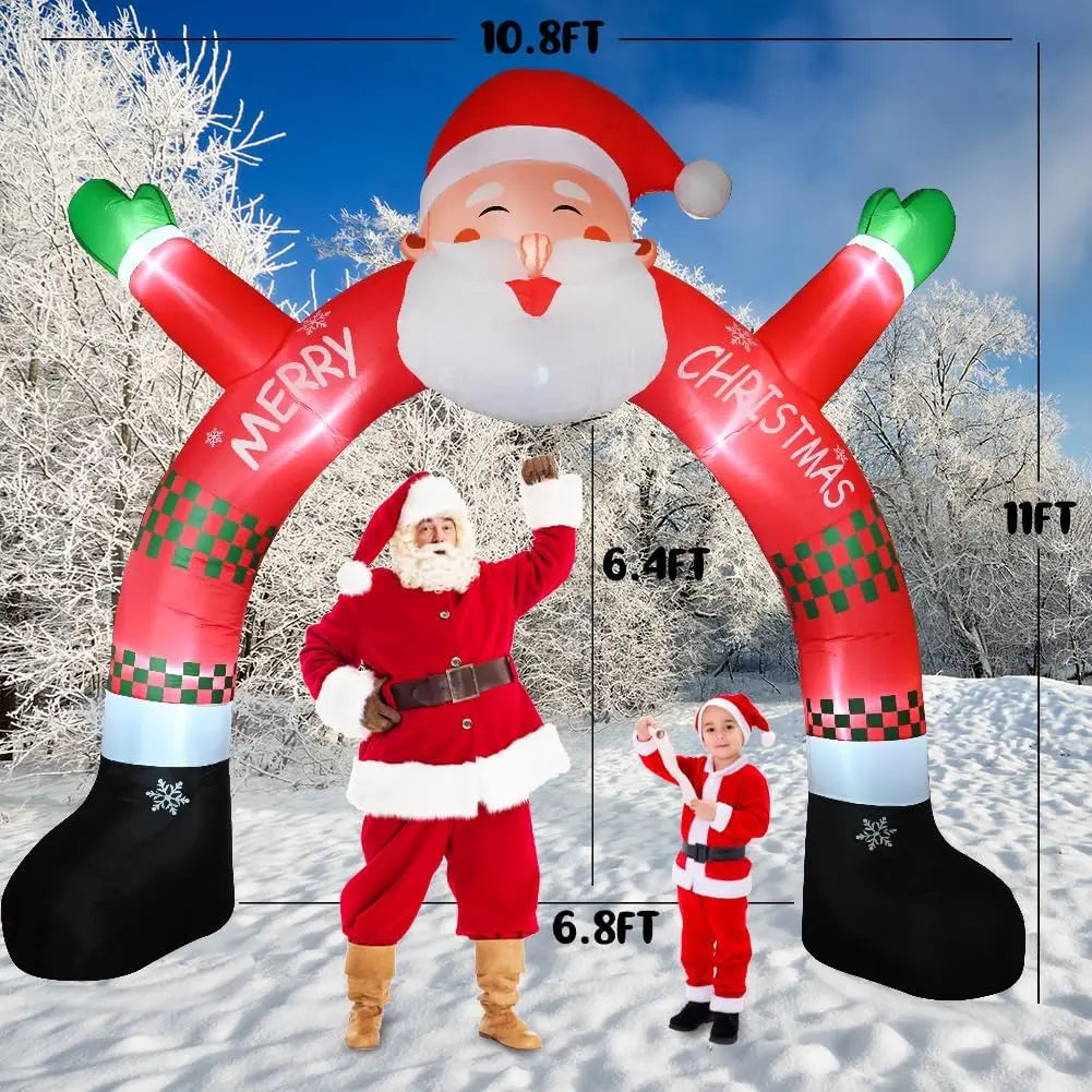 11 FT Christmas Inflatable Archway Decorations, Christmas Inflatable Santa Claus Arch Blow Up Yard Decorations