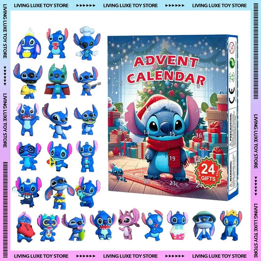 Anime Lilo Stitch Figure Halloween Angel Christmas Advent Calendar Box Kawaii Stitch Figure Action Model Toys Holiday Gifts