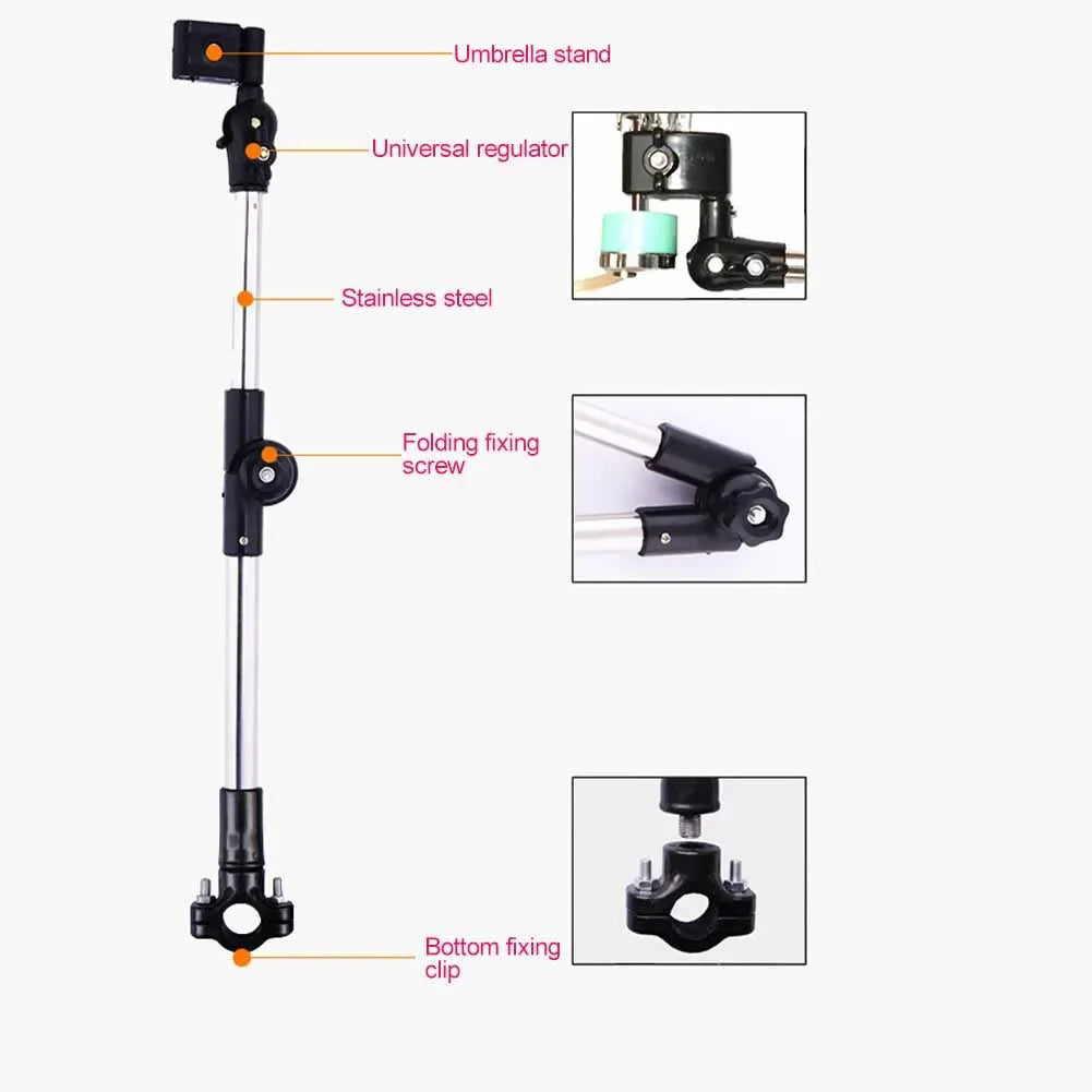 1 Pc Umbrella Holder 180° Adjustable Umbrella Holder Hole Diameter 0.8-2cm Umbrella Mount Holder 60cm(unfold),33cm(folded) Parts