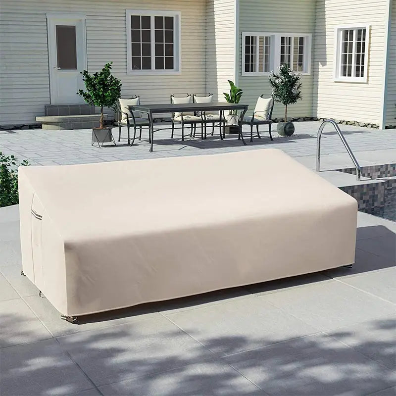 600D Outdoor Sofa Lounge Chair Cover,Nordic Courtyard Furniture Cover,Waterproof Recliner Protection Cover,Beige Balcony Cover