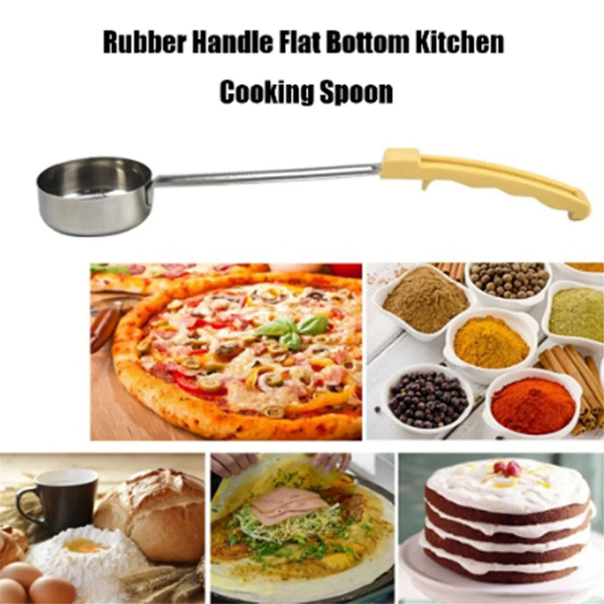 Stainless Steel Pizza Sauce Spoon Pizza Spread Ladle Serving Spoon with Long Handle Kitchen Baking Tool 2 Ounce