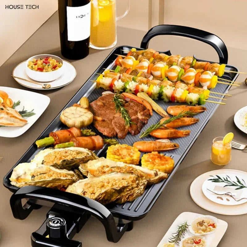 Household new style barbecue machine. Multifunctional indoor and outdoor electric baking tray. Less smoke barbecue stove.