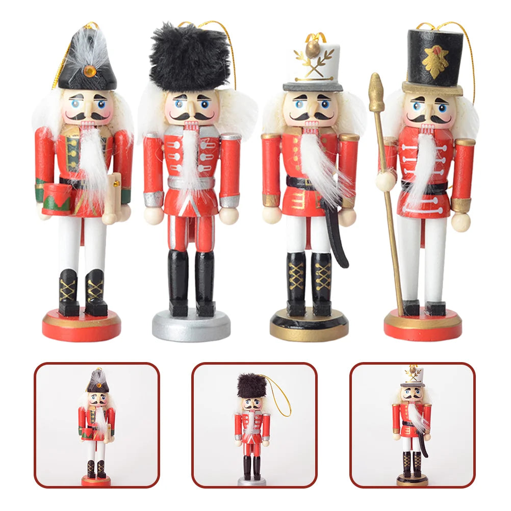 4 Pcs Nutcracker Puppets Nutcrackers Decorations Christmas Xmas Tree Gifts for Stocking Stuffers Hanging Ornaments Pendant