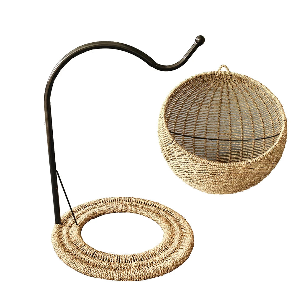 Wholesale Pet Nests Hanging Egg Swing Chair Cat Nest Hammock Outdoor Eco-friendly Seagrass Rope Hanging Cat Bed