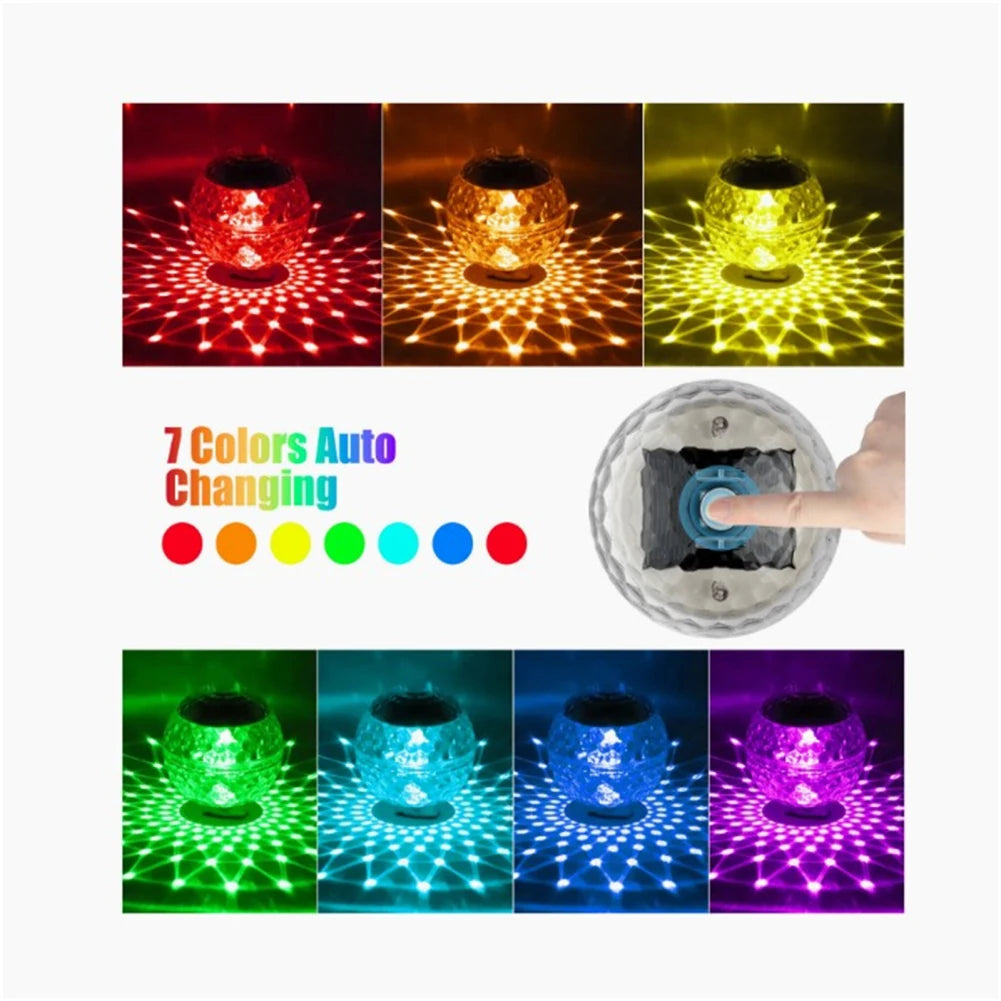 Solar Floating Pool Lights 600mah Battery Energy-Saving 7 Colors Changing Rotating Garden Lamp Floating Light