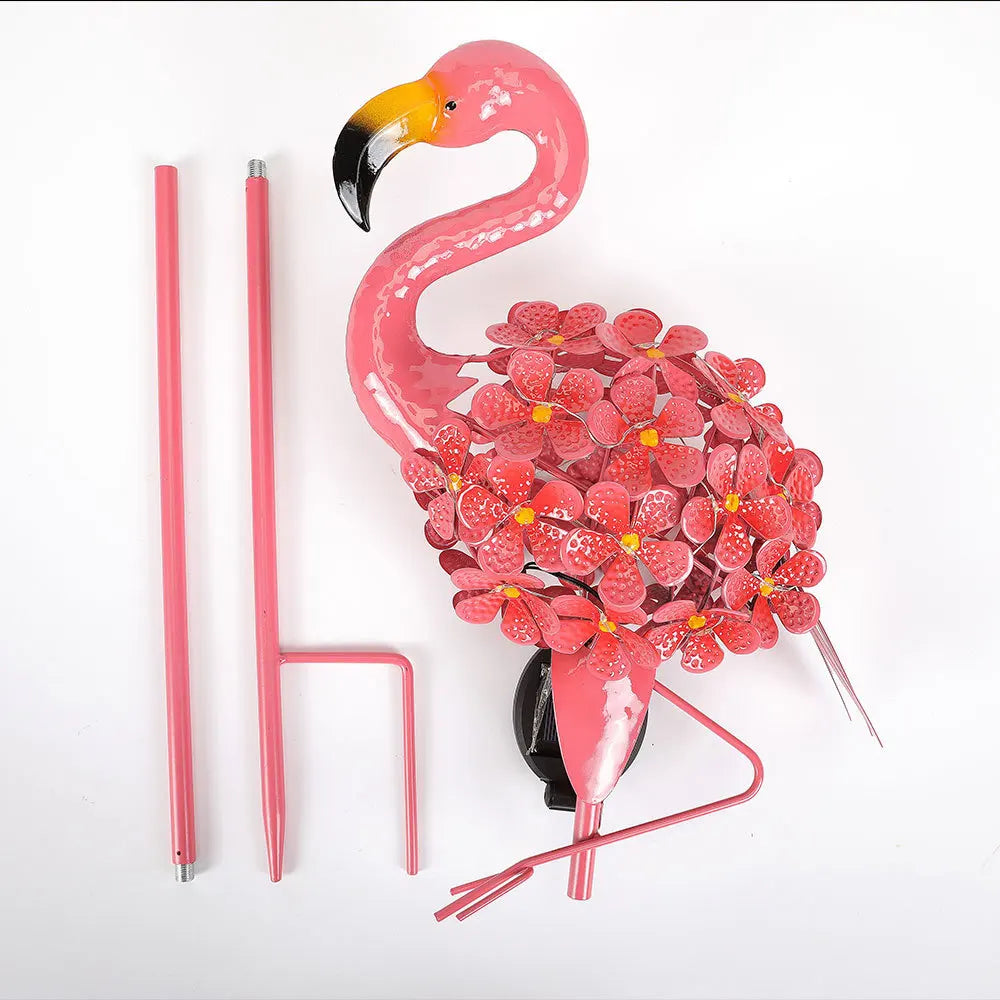 Solar Cutout Pink Flamingo Outdoor Solar Garden Patio Decoration Wrought Iron Mosaic Lawn Lights