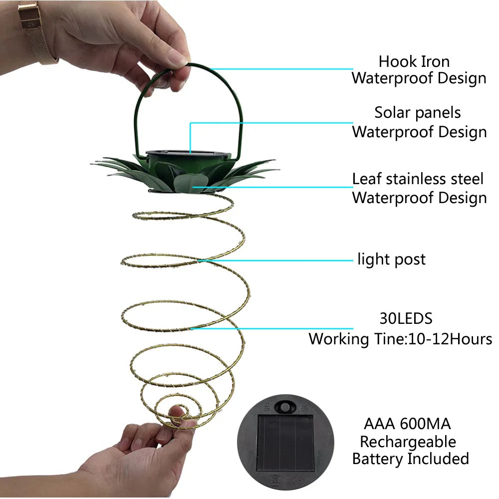 ZK20 LED Solar Garden Lights Pineapple String Hanging Lantern Outdoor Waterproof Solar Lamp for Festival Home Garden Decoration