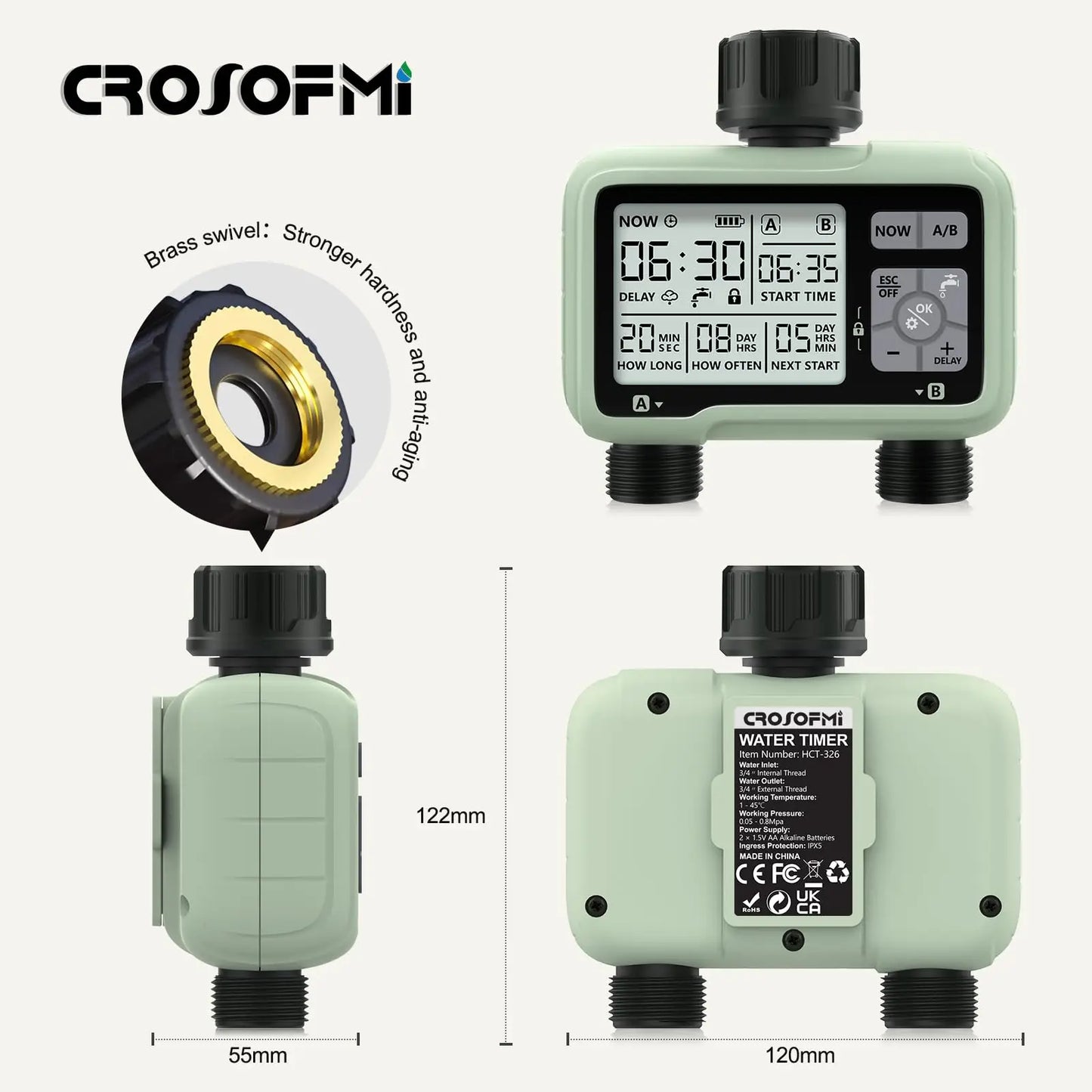 Super Timing System 2-Outlet Water Timer Precisely Watering Up Outdoor Automatic Irrigation Fully Adjustable Program