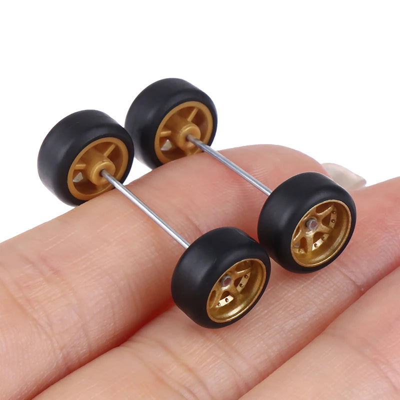 High Quality 6PCS 1:64 Wheels For Hotwheels With Rubber Tire Model Model Car Modified Parts Racing Vehicle Toys New 4Colors