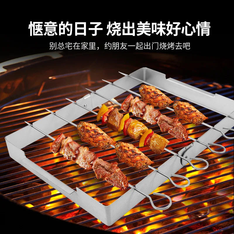 Stainless Steel Grill, Chicken Leg Rack, Outdoor Portable Grill Tool, Creative BBQ Grill Rack with Grill Skewers