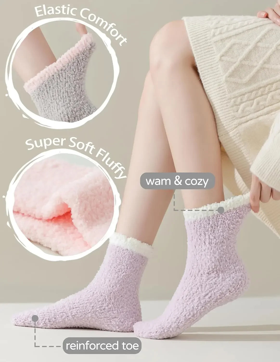 Thicker Warm Fuzzy Socks-Gifts for Women-Fluffy Cozy Socks-Stocking Stuffer-Women One Size Fits All