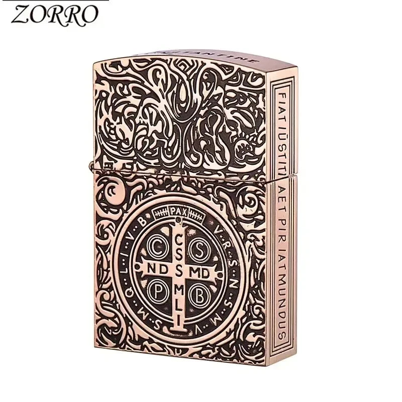 ZORRO Retro High End Waterproof Sealed Armor Constantine Kerosene Lighter Hinge Metal Petrol Lighter Men's Gift For Collection