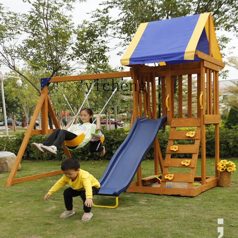 ZC Children's Outdoor Amusement Equipment Wooden Slide Swing Outdoor Park Slide