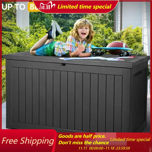 230 Gallon Deck Box, Extra Large Outdoor Storage Box for Gardening Tools, Pool Floats, Patio Cushions, Waterproof