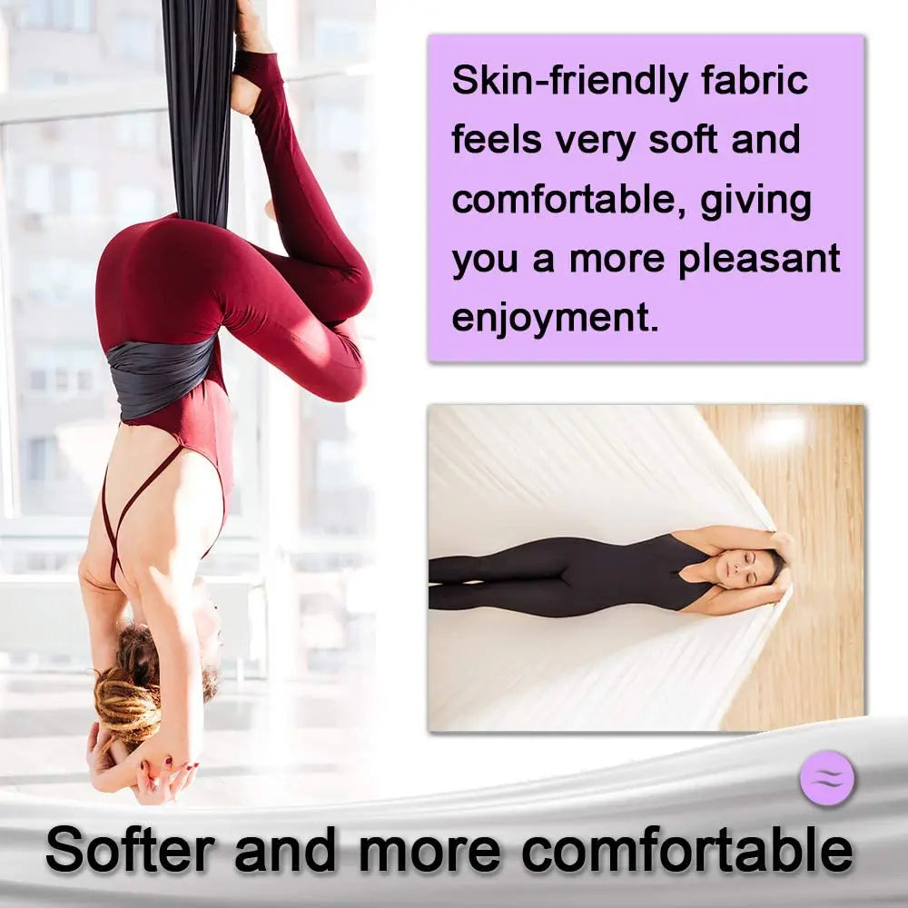 18m Yoga Aerial Silks Full Set Yoga Fitness kit for GYM Home Outdoor Anti-Gravity Body Building Yoga Belt Silk Swing Pilates