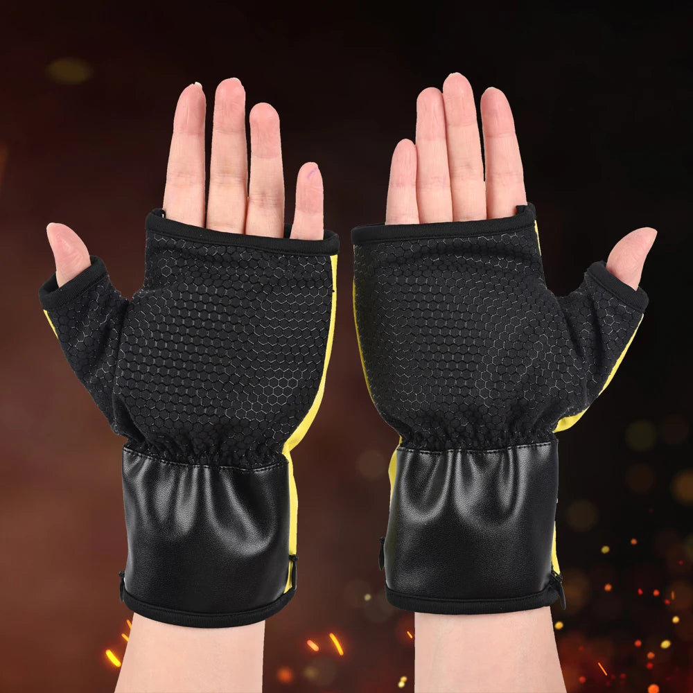 Heating gloves Hand warmer Electric gloves Fingerless waterproof bicycle motorcycle riding fishing outdoor winter heating gloves